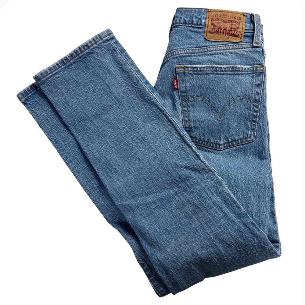 Levis 501 Original Fit Distressed Medium Wash Straight Leg Jeans Womens‎ 26x30